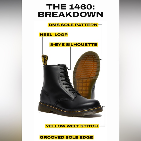 DRMARTENS 1460 WOMEN'S SMOOTH LEATHER LACE UP BOOTS - Picture 3 of 16